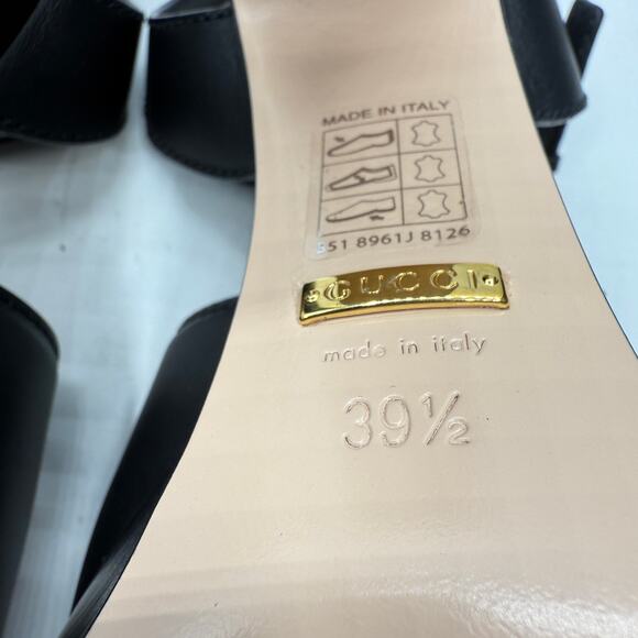 Gucci Interlocking G Platform High Heel Sandal Black Leather Cosmo Softy EU39 .5 - Picture 6 of 12